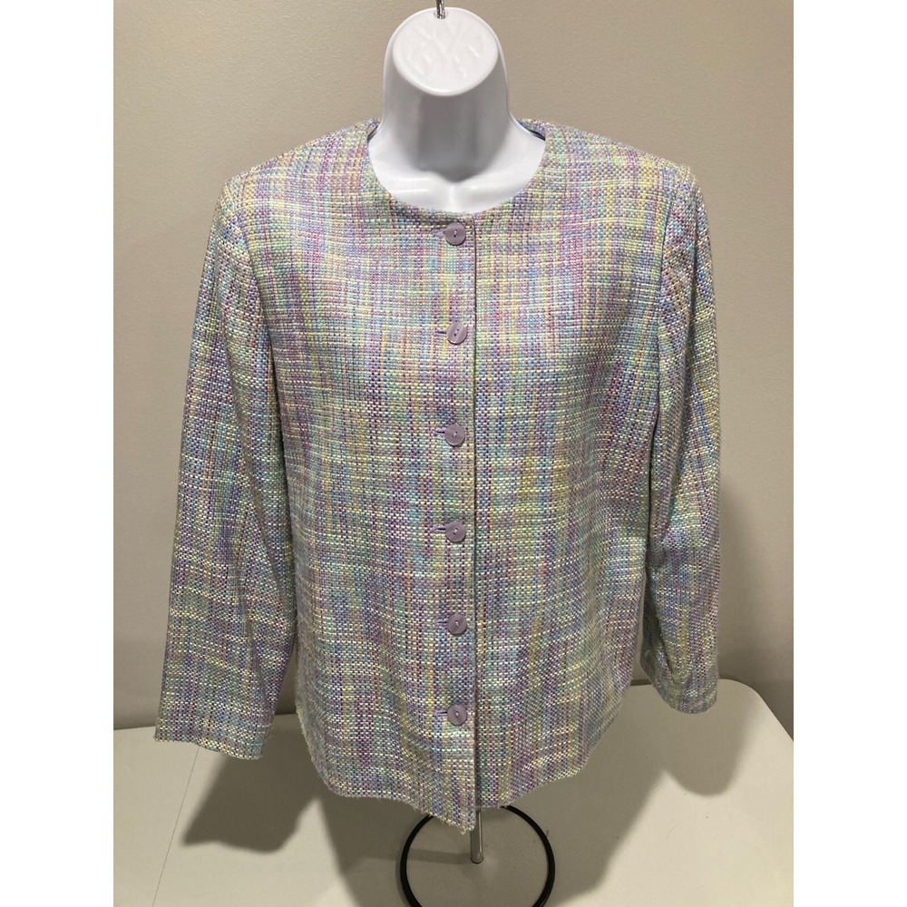 ALFRED‎ DUNNER Petite 12P Tweed Blazer Jacket Multicolor